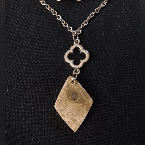 Petoskey Stone Diamond ♦️ Shaped Necklace - Picture 10 of 12